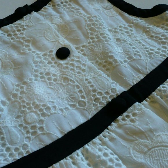 Milly Minis Little Girl Navy Silk Trim Off White Cotton Lace Dress Size 5 - Picture 7 of 12